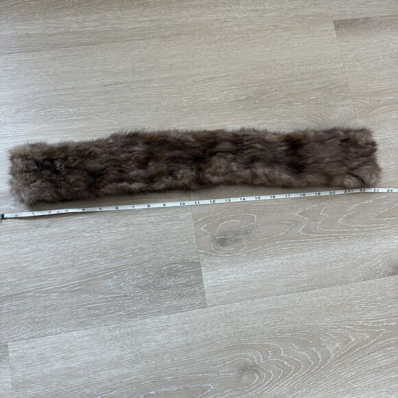 VTG Designed By Lora Genuine Mink Collar Scarf Brown Hook Eye Formal Party NYE - Picture 9 of 11